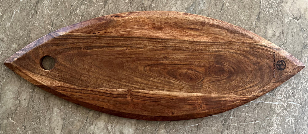 Fish Shaped Organic Brown Acacia Wood Cutting Board O556778