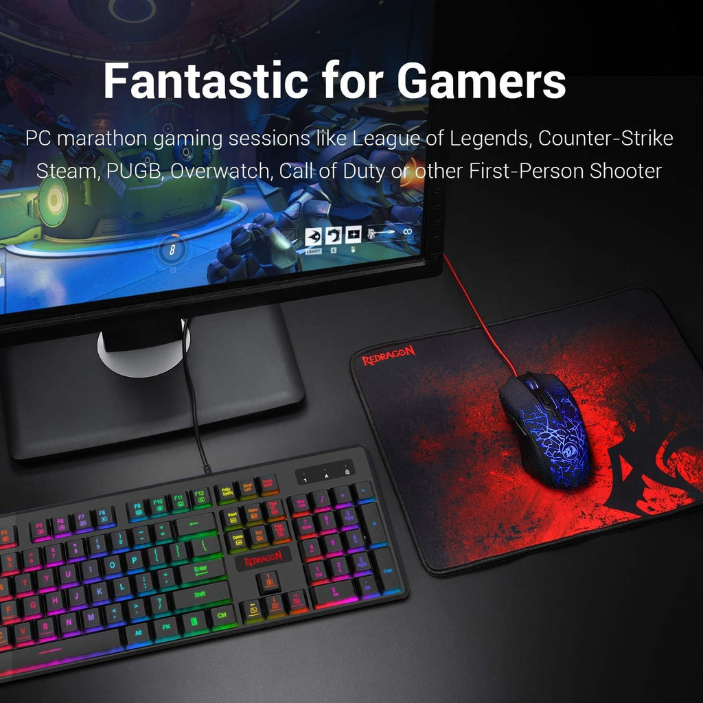 Gaming Keyboard and Mouse Combo with Mouse Pad, RGB Backlit, 3200 DPI, Pack of 2 I812657
