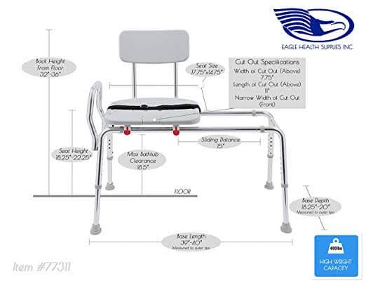 Sliding Transfer Bench with Cut-Out Swivel Seat H29939