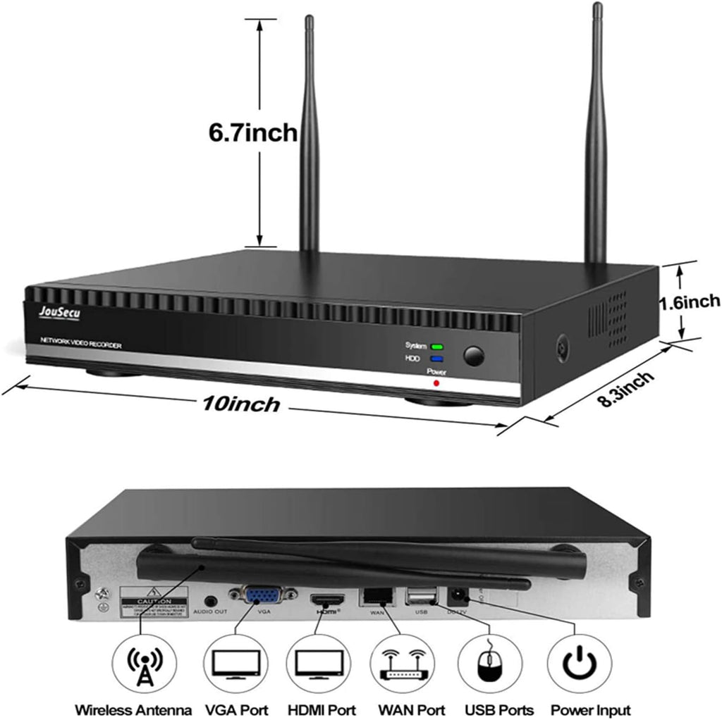 Wireless Security Camera System with 8CH NVR 4Pcs 1080P Night Vision Motion Detection Waterproof Z41223