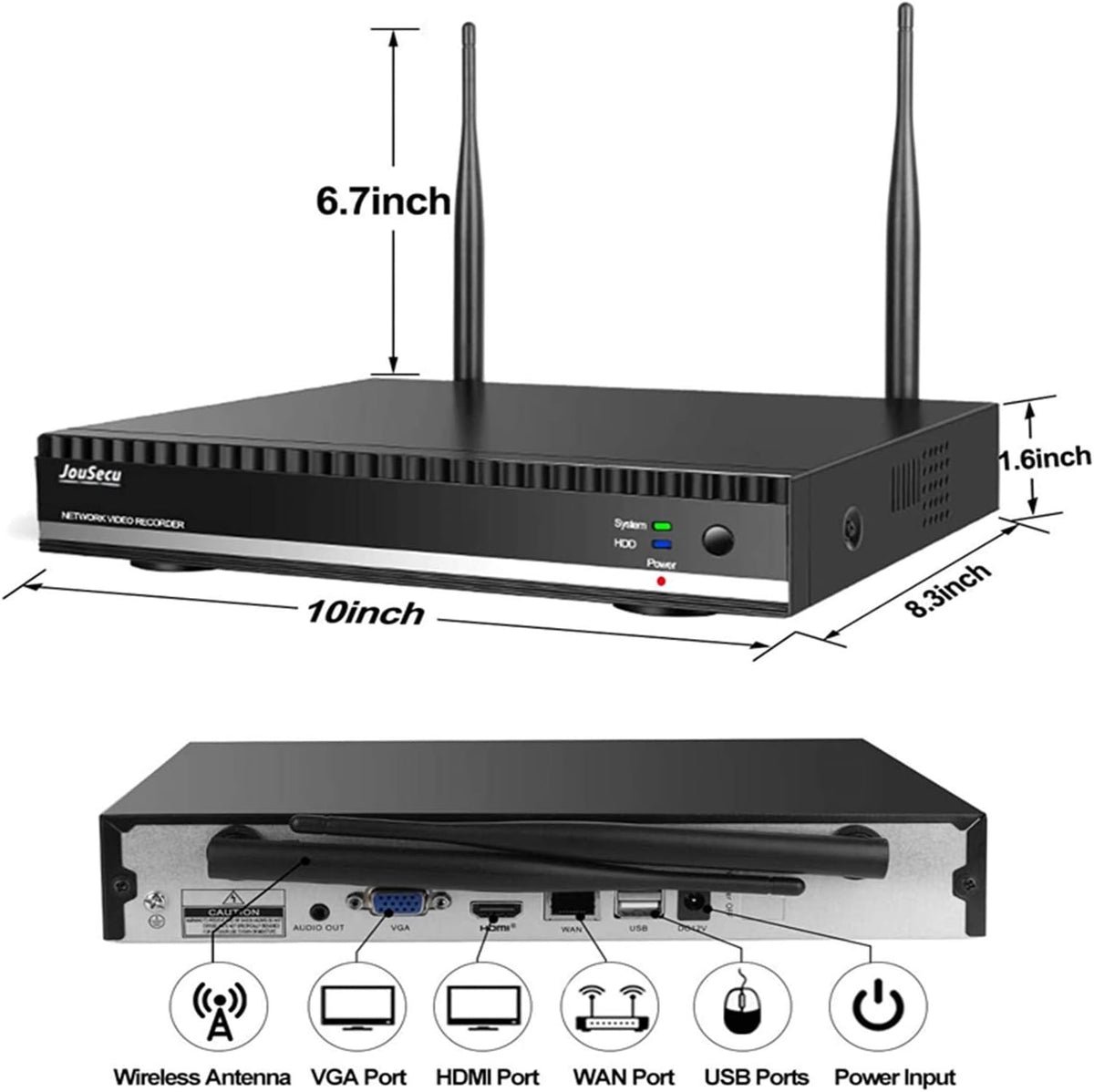 Wireless Security Camera System with 8CH NVR 4Pcs 1080P Night Vision Motion Detection Waterproof Z41223