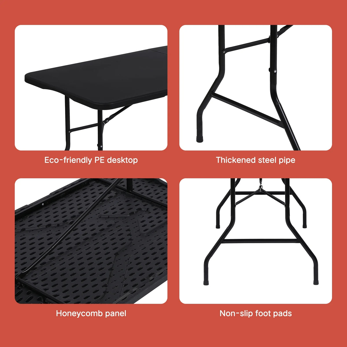 6ft Heavy Duty Plastic Folding Table W506