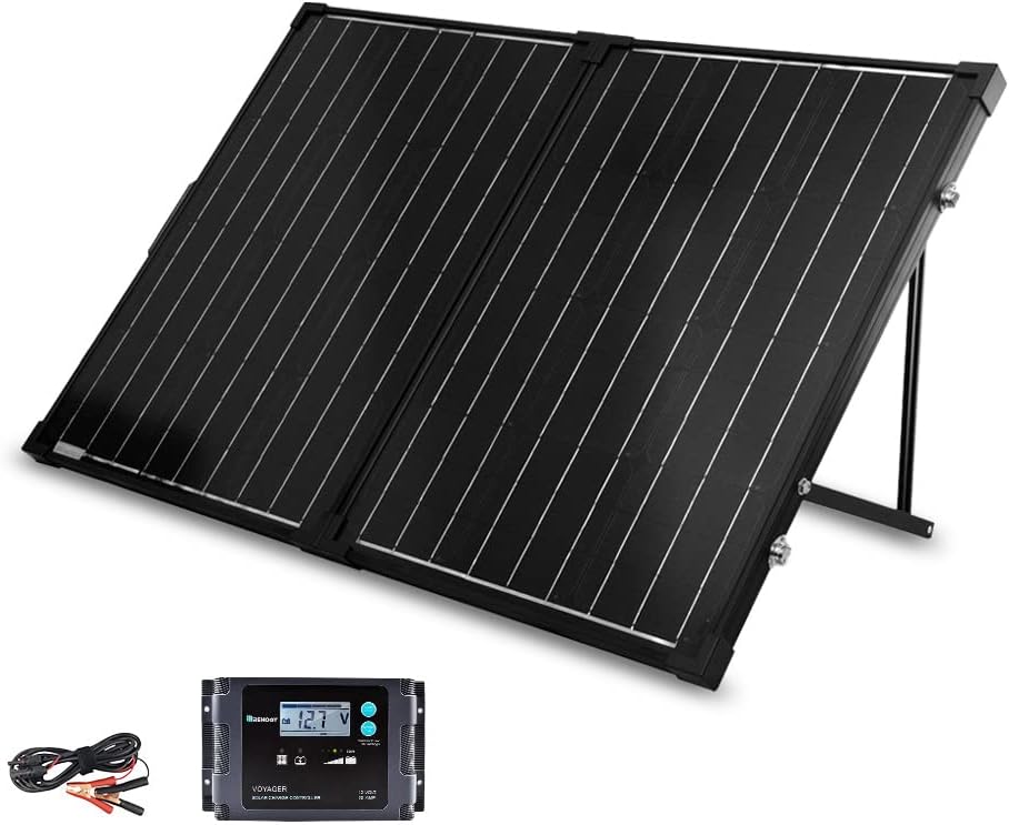 100 Watt 12 Volt Monocrystalline Foldable 2Pcs 50W Solar Panel Suitcase with Waterproof 20A Charger Controller H8695