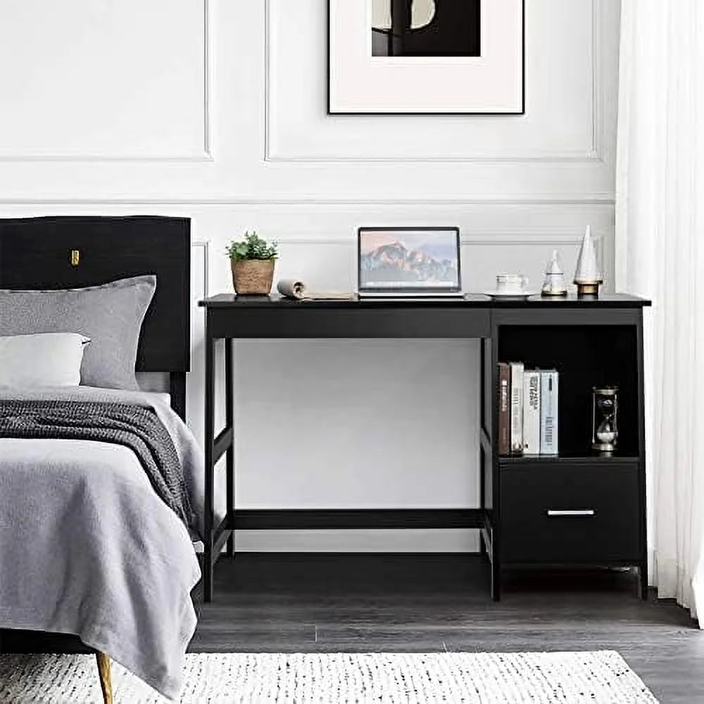 Black Computer Desk with 2 Drawers S664