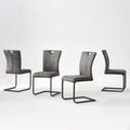 Vintage Fabric Dining Chairs Set of 4 with Handle, High Back Chair, Armless Cantilever Chairs, Grey Q345203