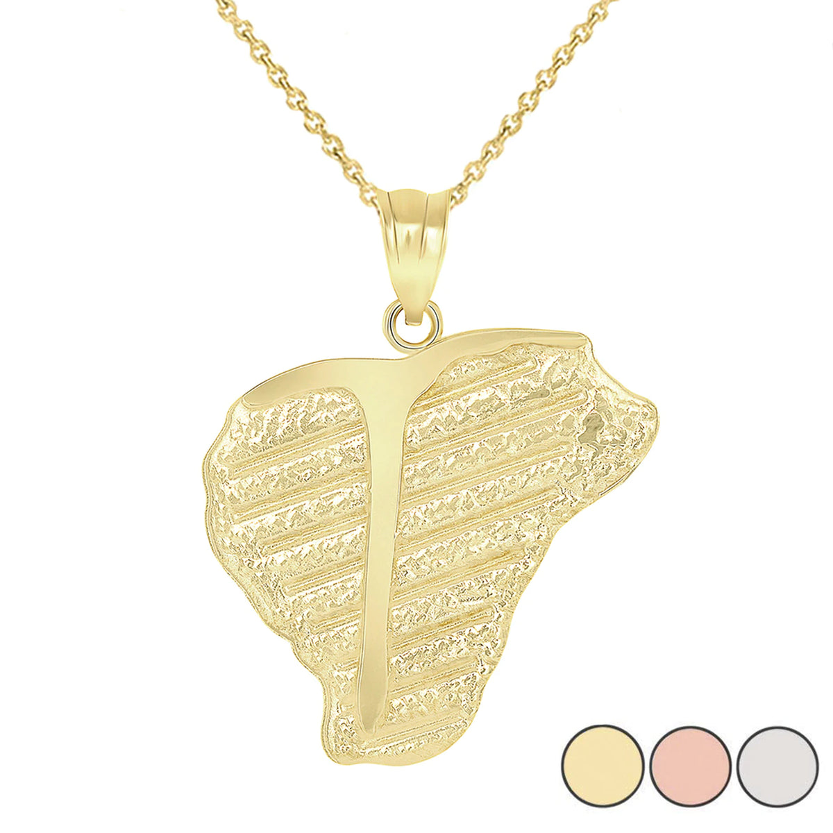 Gold Steak Pendant Necklace R896810