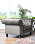 Gray Tufted Velvet Armchair J567