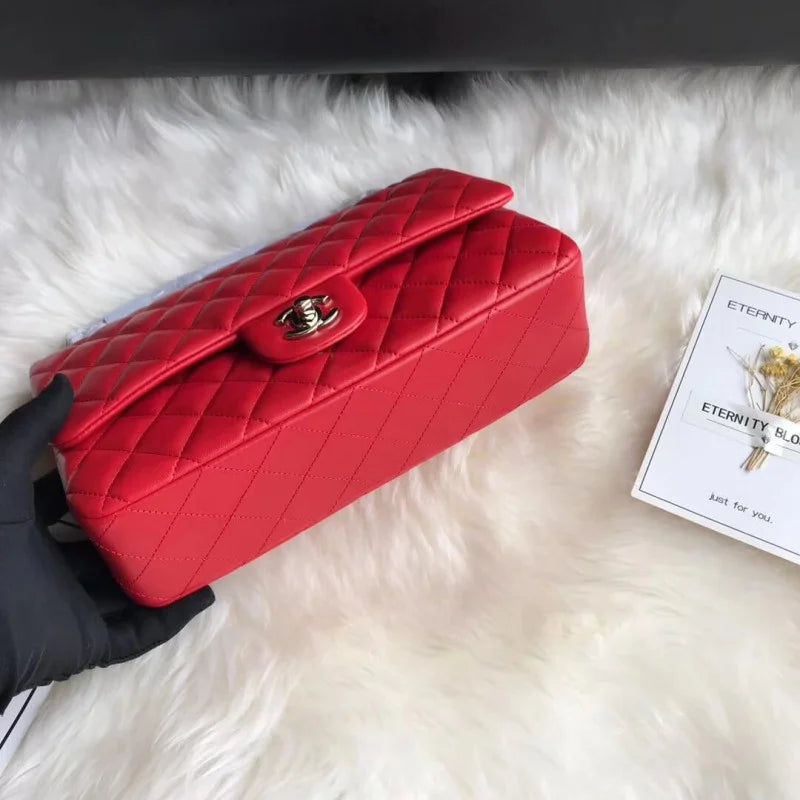 Red Medium Lambskin Leather Flap Bag J236745