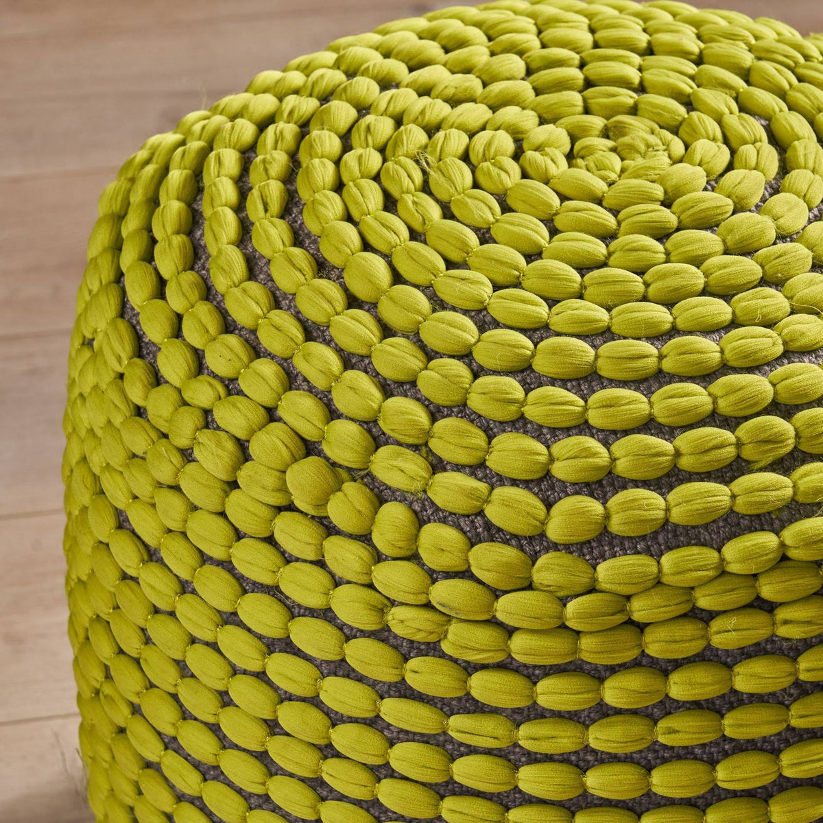Green Handcrafted Fabric Ottoman Pouf A748