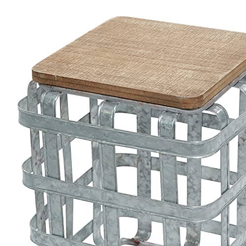 Gray Metal Farmhouse Accent Table Set of 2 E908