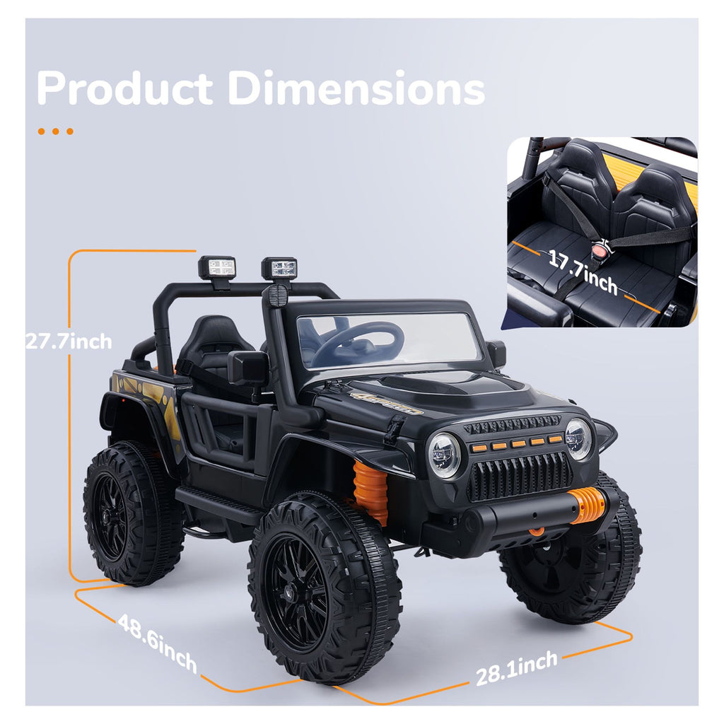 Powered 2-seater Ride On Truck 12V with Remote Control Black Spring Suspension E677