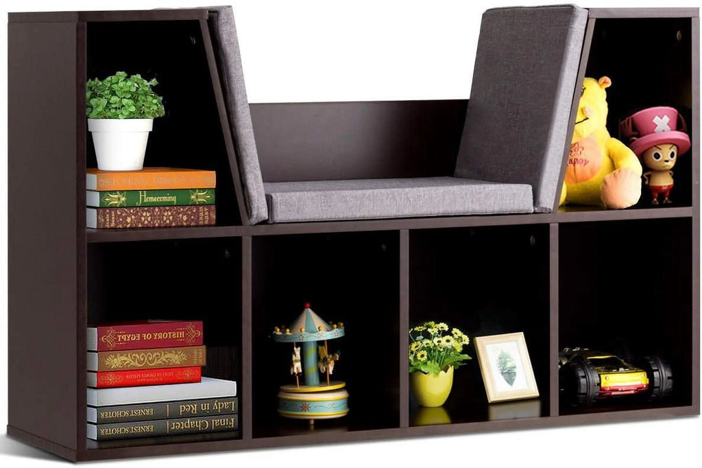 Kids Bookcase with Cushioned Reading Nook N49364
