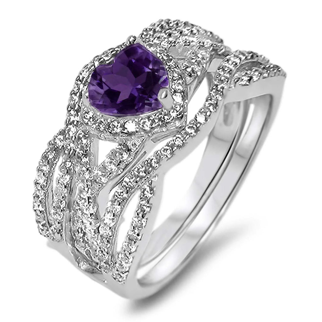 Purple Heart Sterling Silver Ring Guard Wrap Set Size 5 K476399