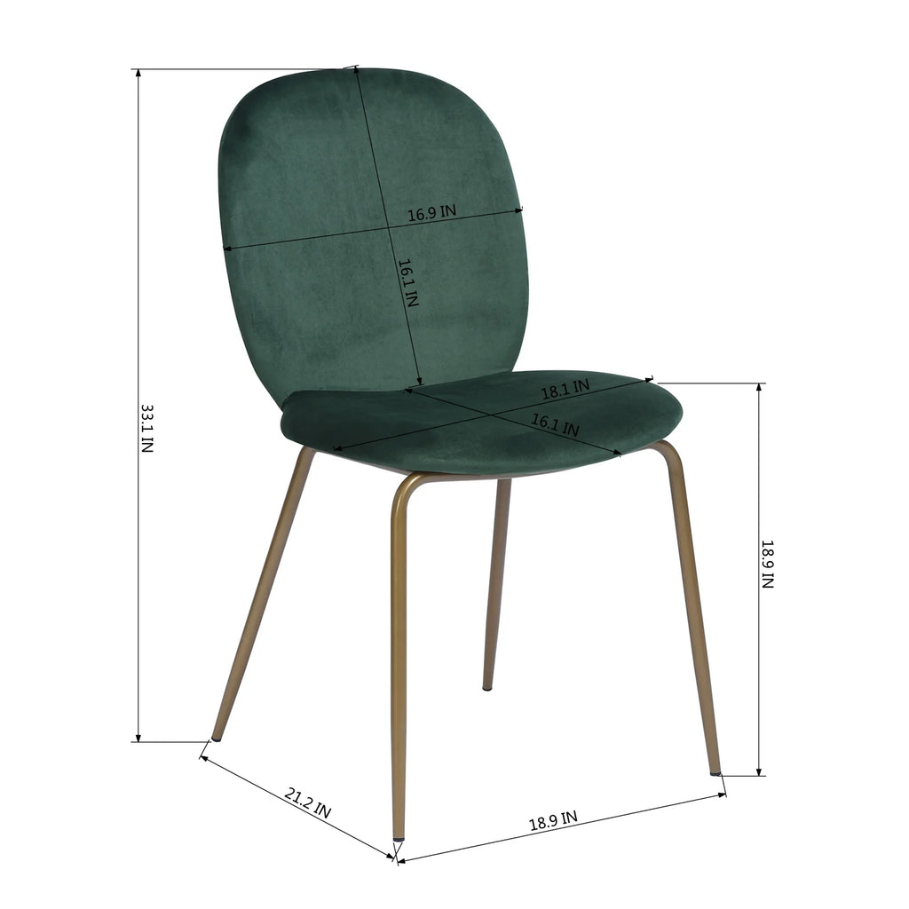 Green Velvet Upholstered Dining Chairs Set of 2 I303