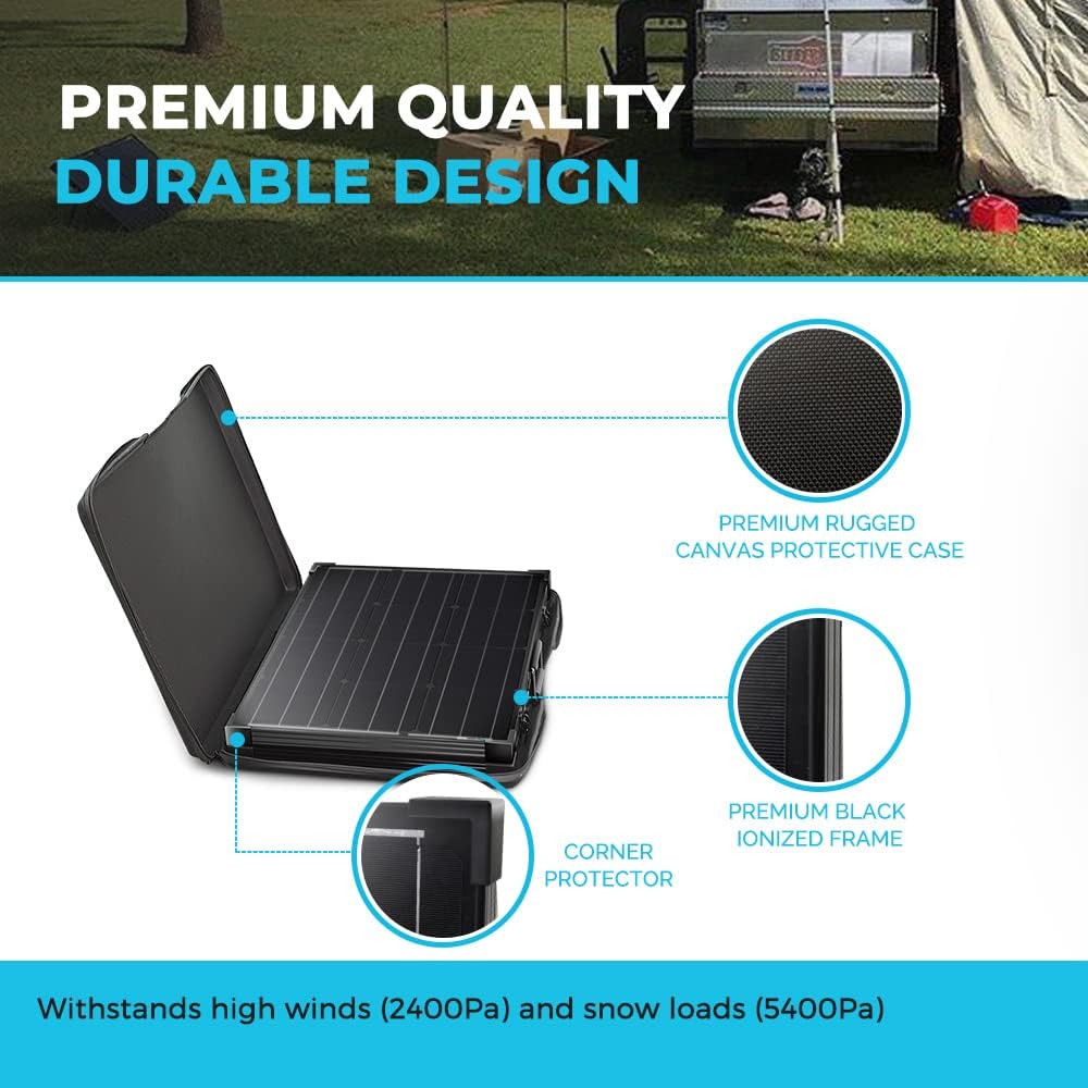 100 Watt 12 Volt Monocrystalline Foldable 2Pcs 50W Solar Panel Suitcase with Waterproof 20A Charger Controller H8695