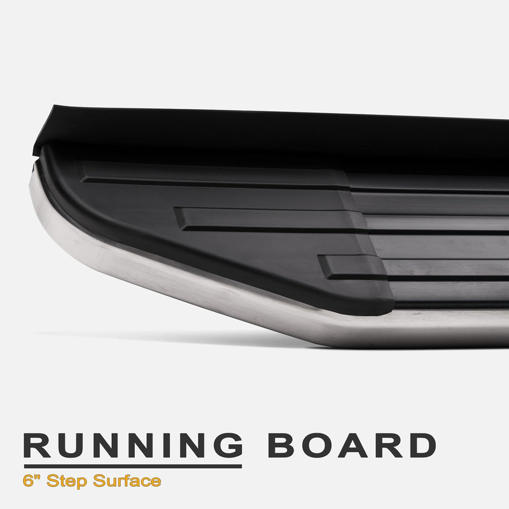 Black Aluminum Running Boards with Chrome Trim U11549