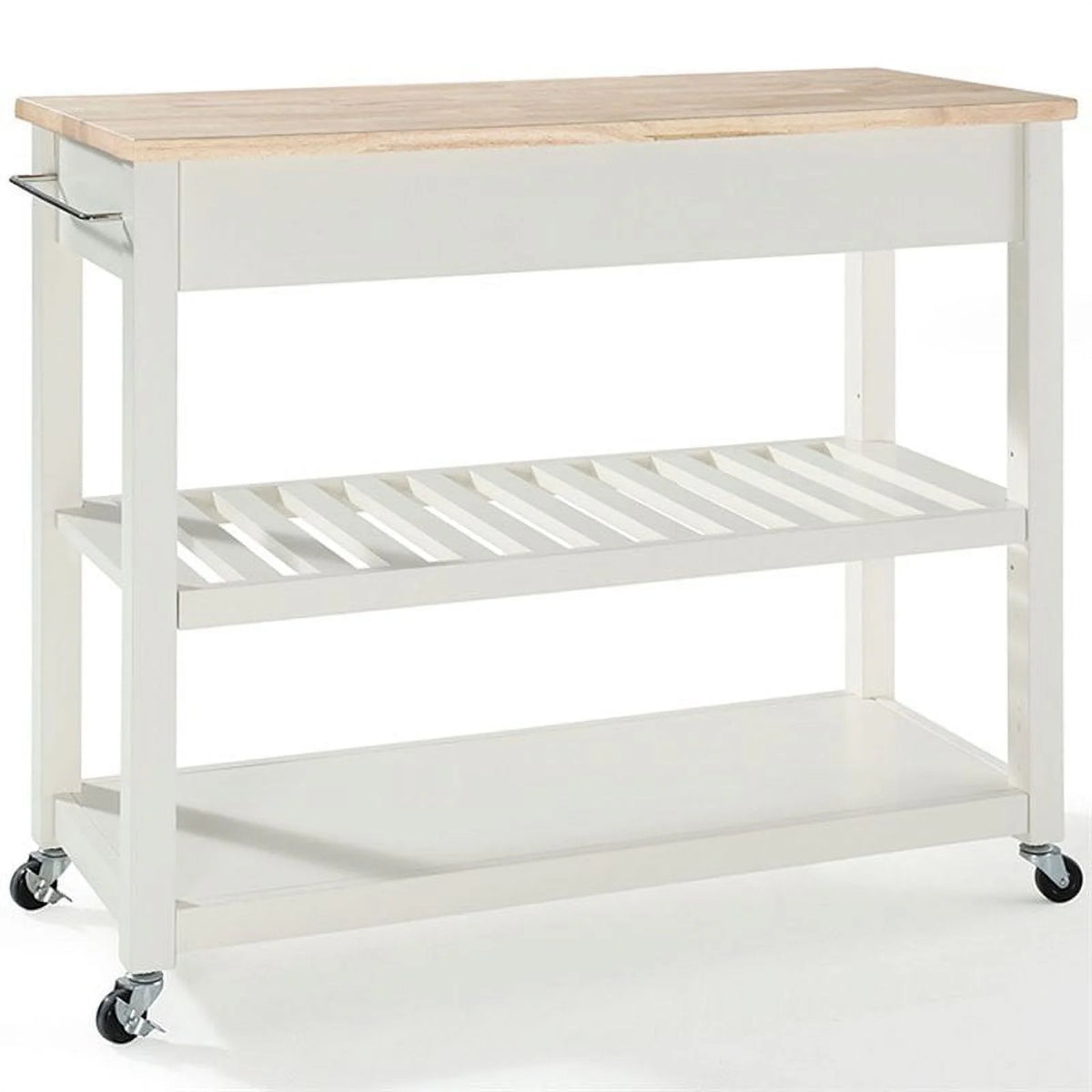 2-Drawer Wood Kitchen Cart Island in White/Natural R94698