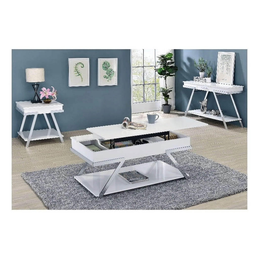 White Wood 3-Piece Coffee Table Set M7343