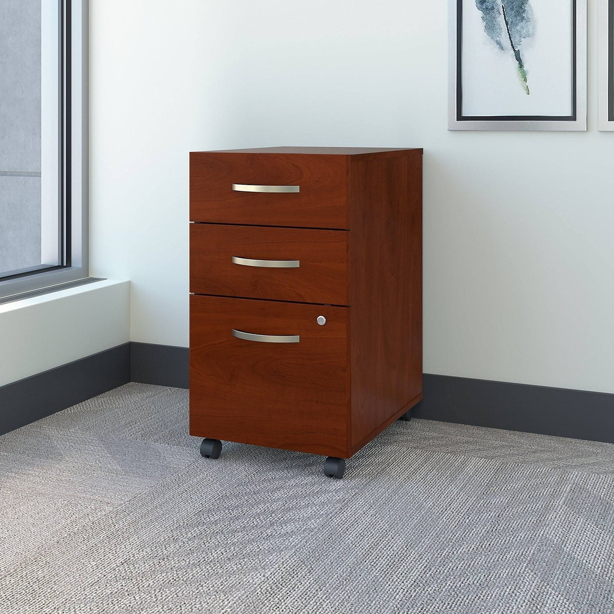 3 Drawer Mobile File Cabinet, Hansen Cherry X3646