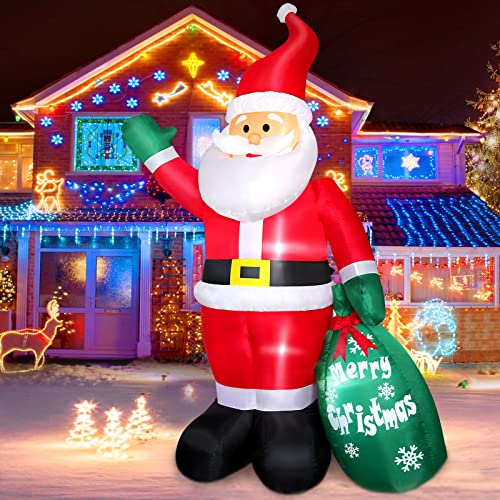 8 FT Christmas Inflatable Santa Claus with Gift Bag and LED Lights R4379