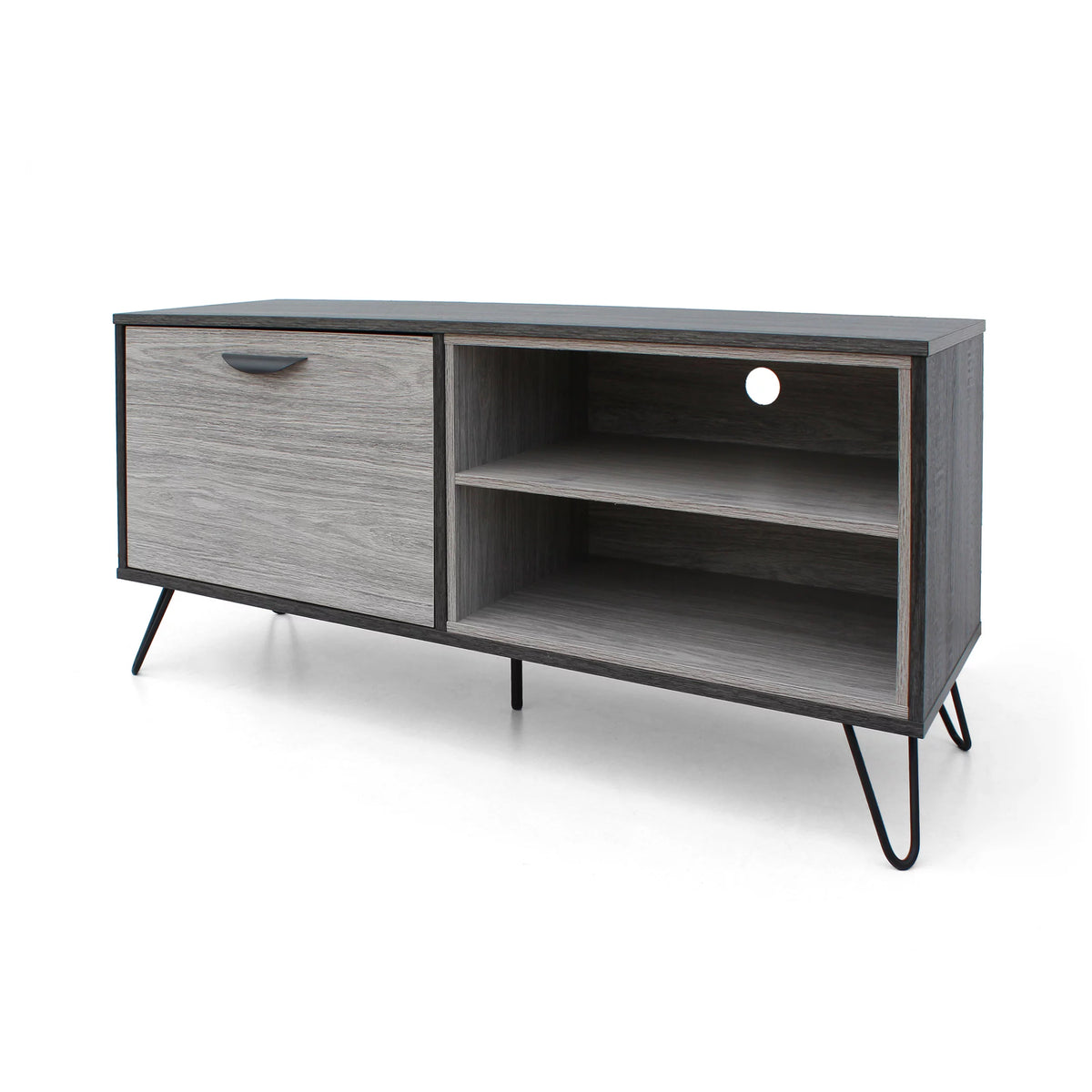 Grey Oak Two Toned Faux Wood TV Stand C352