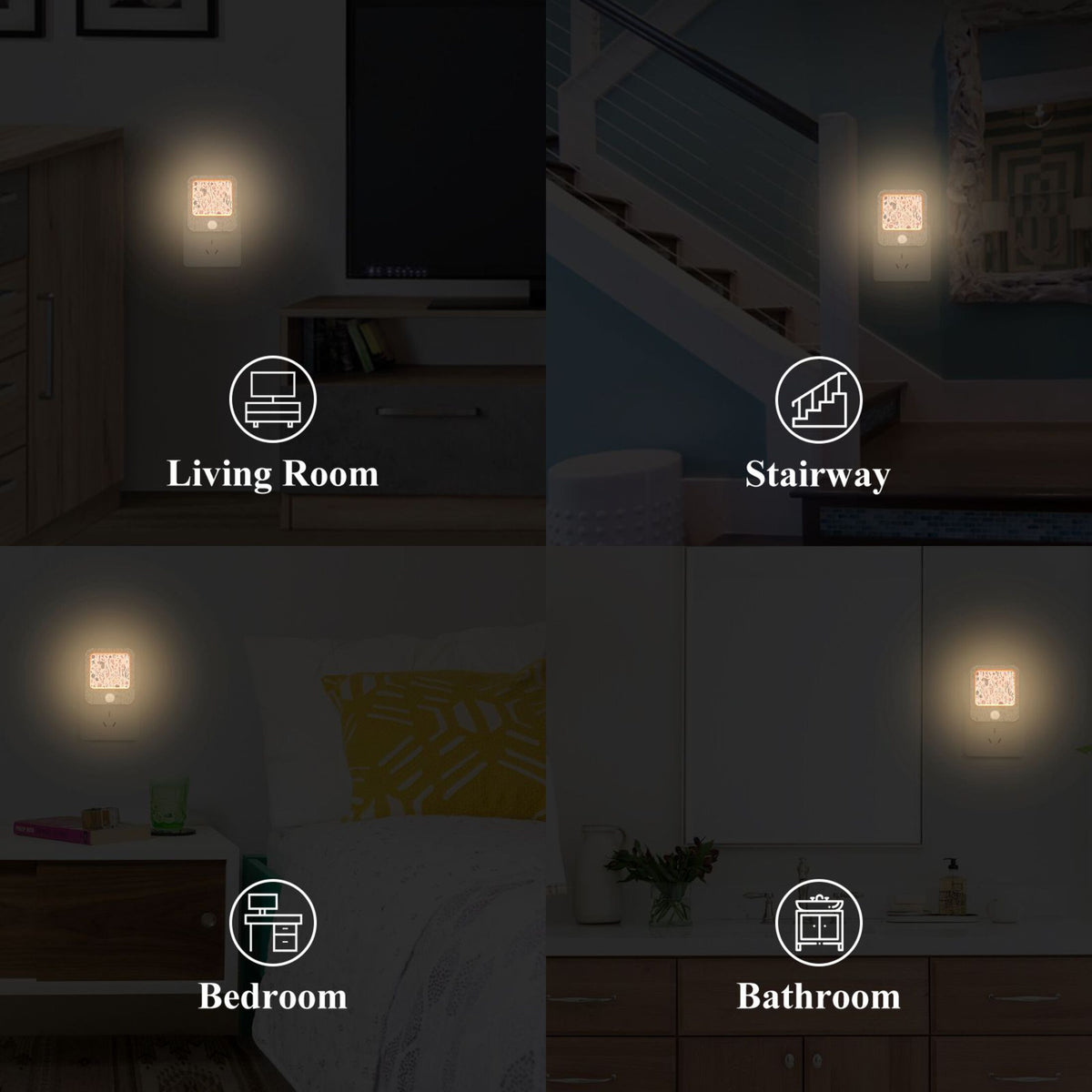 2 Pack LED Motion Sensor Night Light Plug into Wall H26258