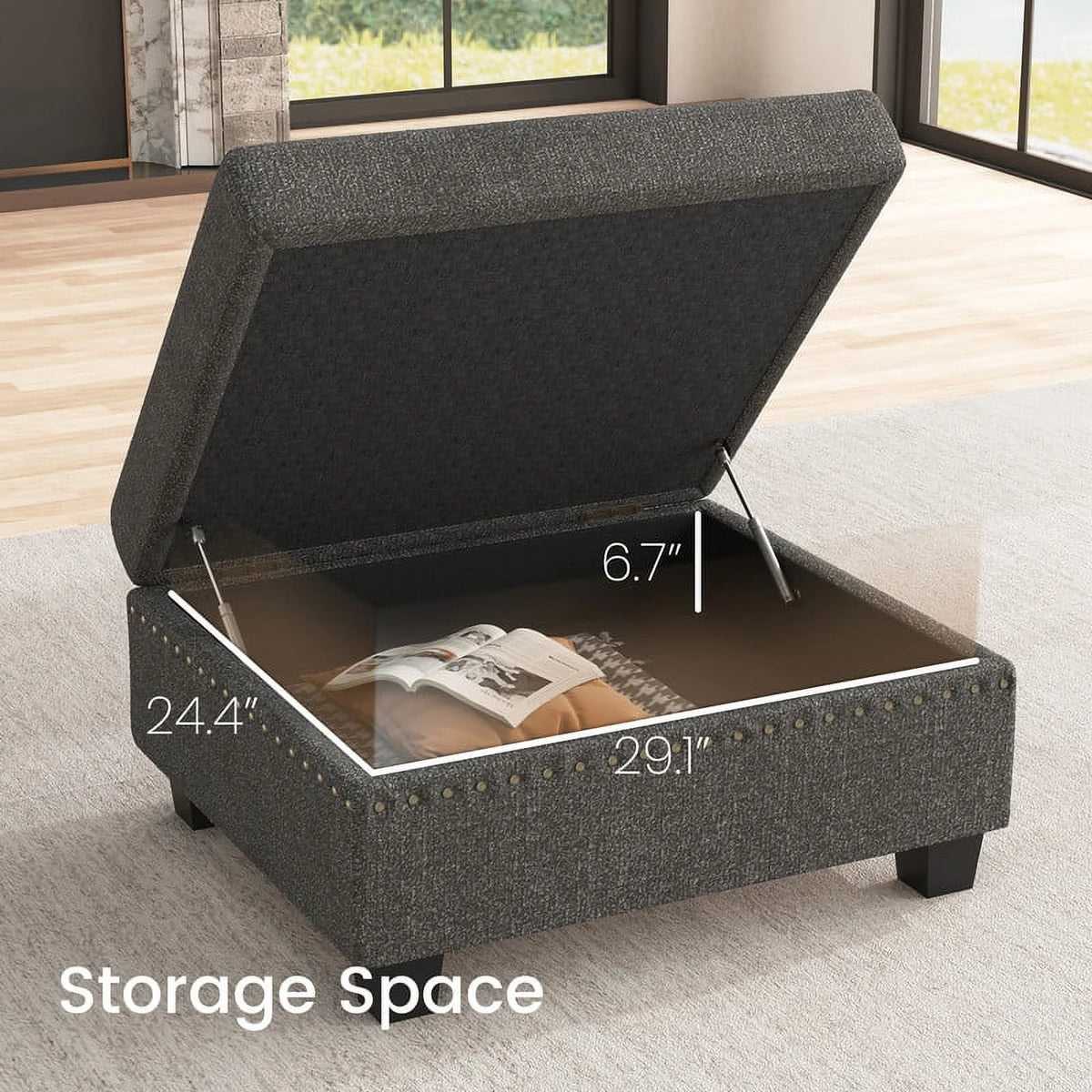 Light Grey Modular Sectional Sofa with Storage Ottoman I863540