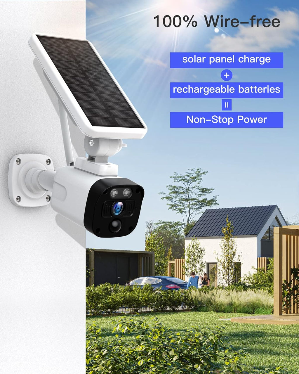 2K Solar Wireless Security Camera System with 3 WiFi Cameras and Base Station Y61979