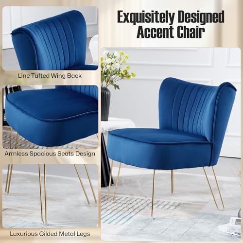 Velvet Accent Chairs with Golden U-Shape Legs Q77683