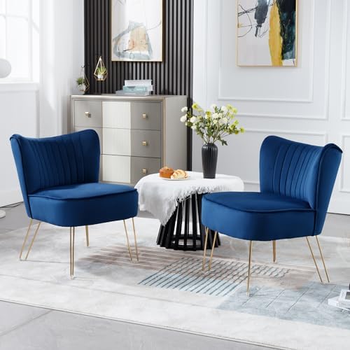 Velvet Accent Chairs with Golden U-Shape Legs Q77683