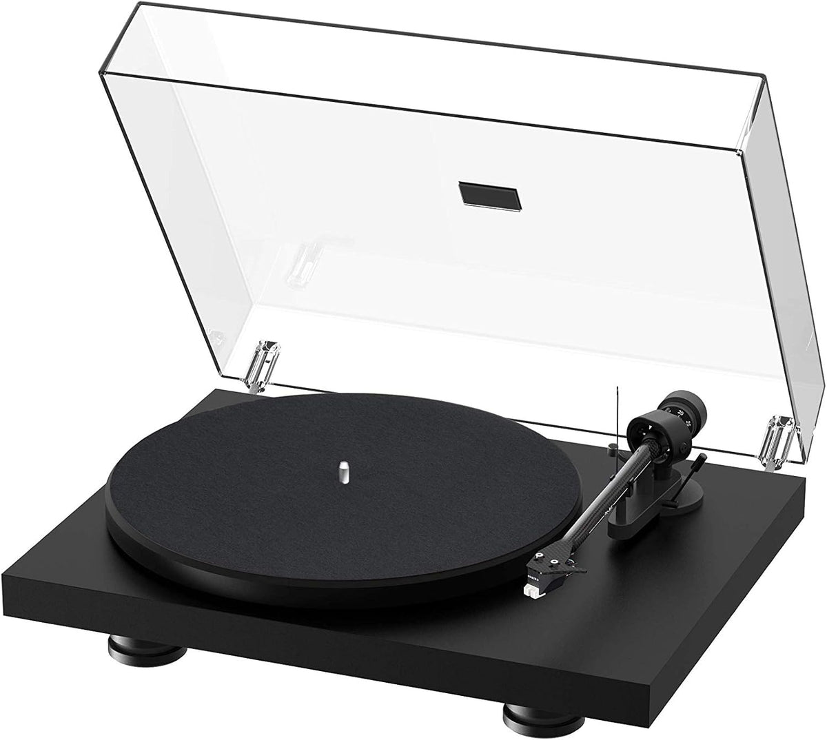 High Gloss White Turntable with Carbon Fiber Tonearm T335