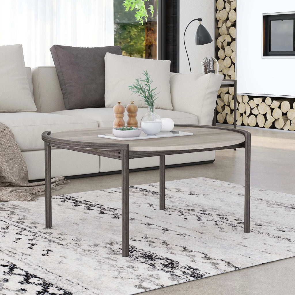 Light Grey 37-inch Steel Round Coffee Table C7838