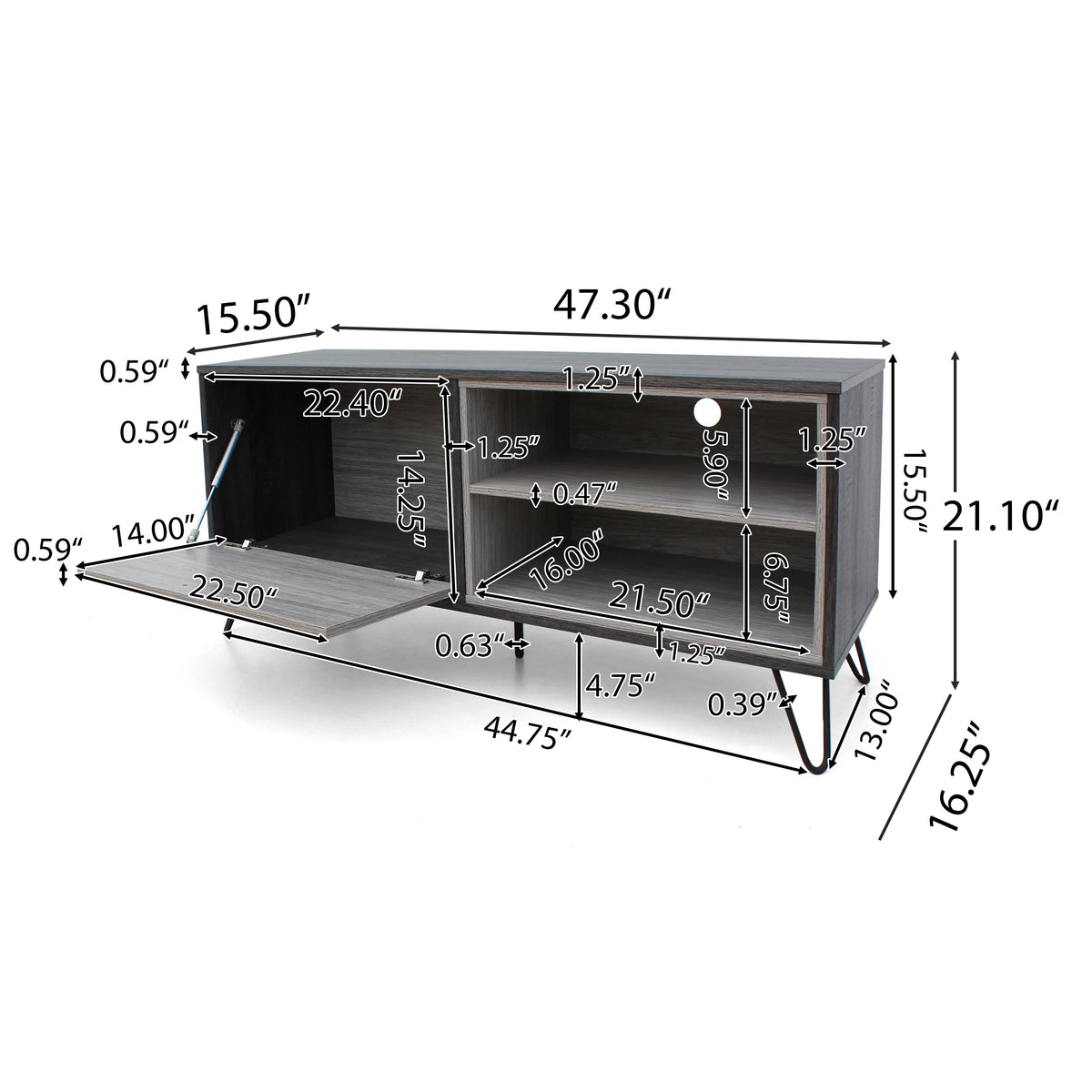 Grey Oak Two Toned Faux Wood TV Stand C352