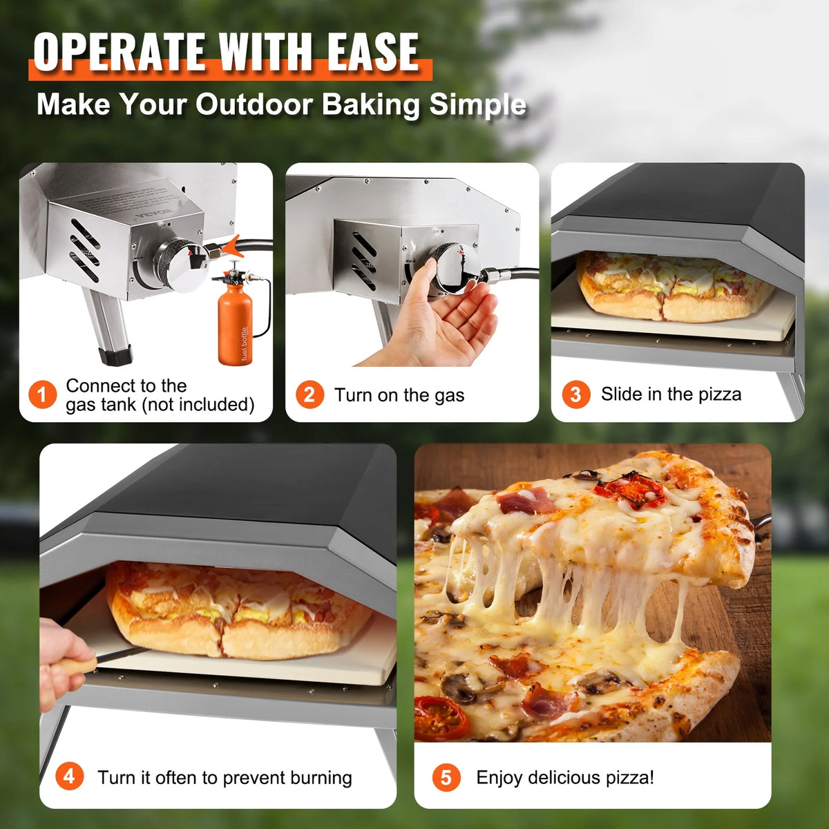 13" Portable Outdoor Pizza Oven Stainless Steel U42670