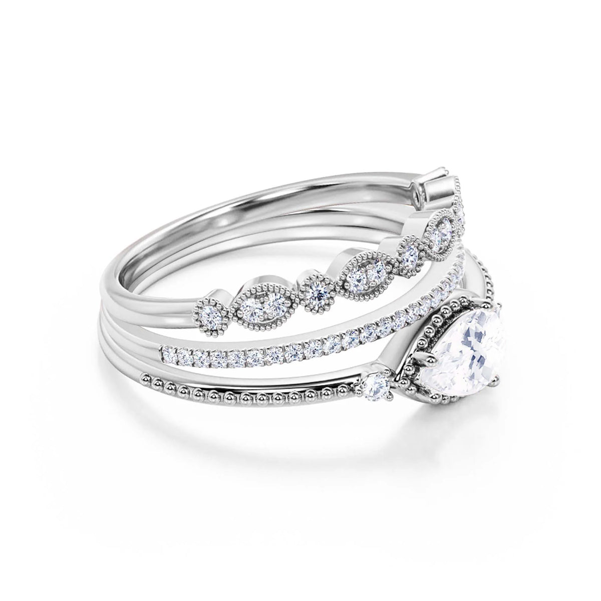 2.10 Carat Pear Cut Moissanite Engagement Ring in 10k Solid White Gold L419