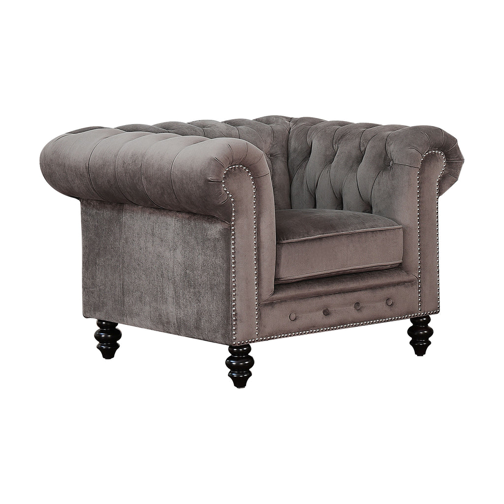 Gray Tufted Velvet Armchair J567