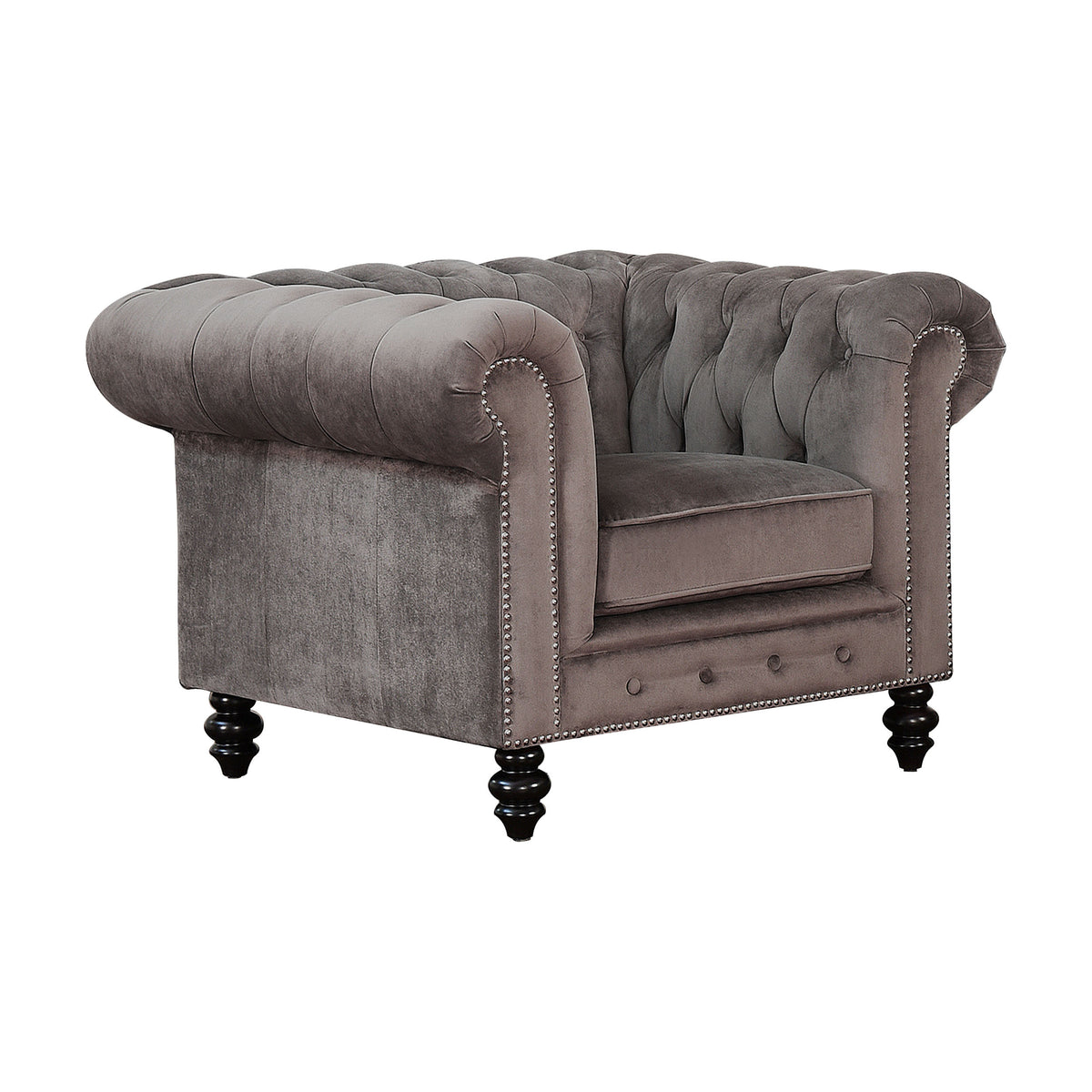 Gray Tufted Velvet Armchair J567