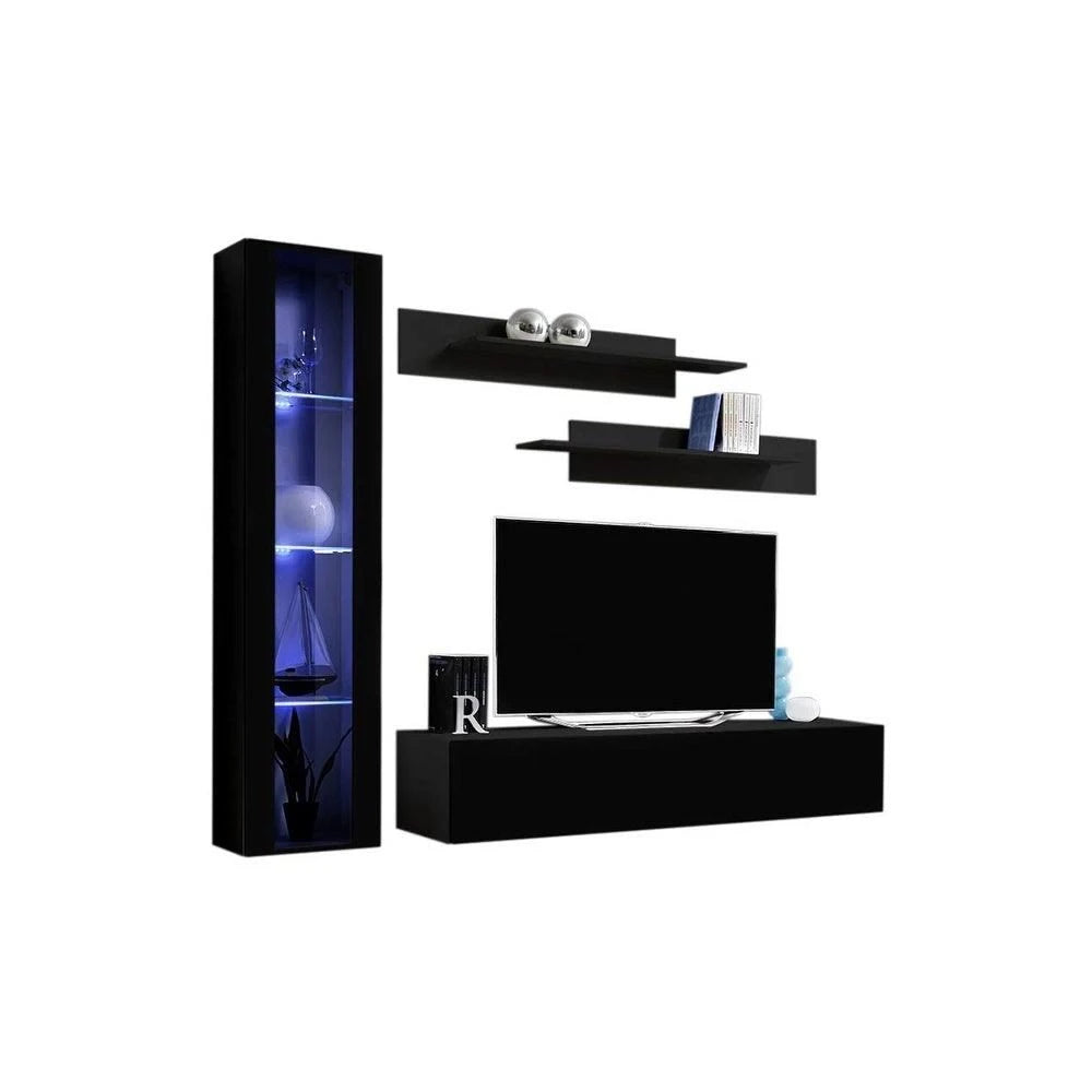Black Wall Mounted Floating Entertainment Center U27890