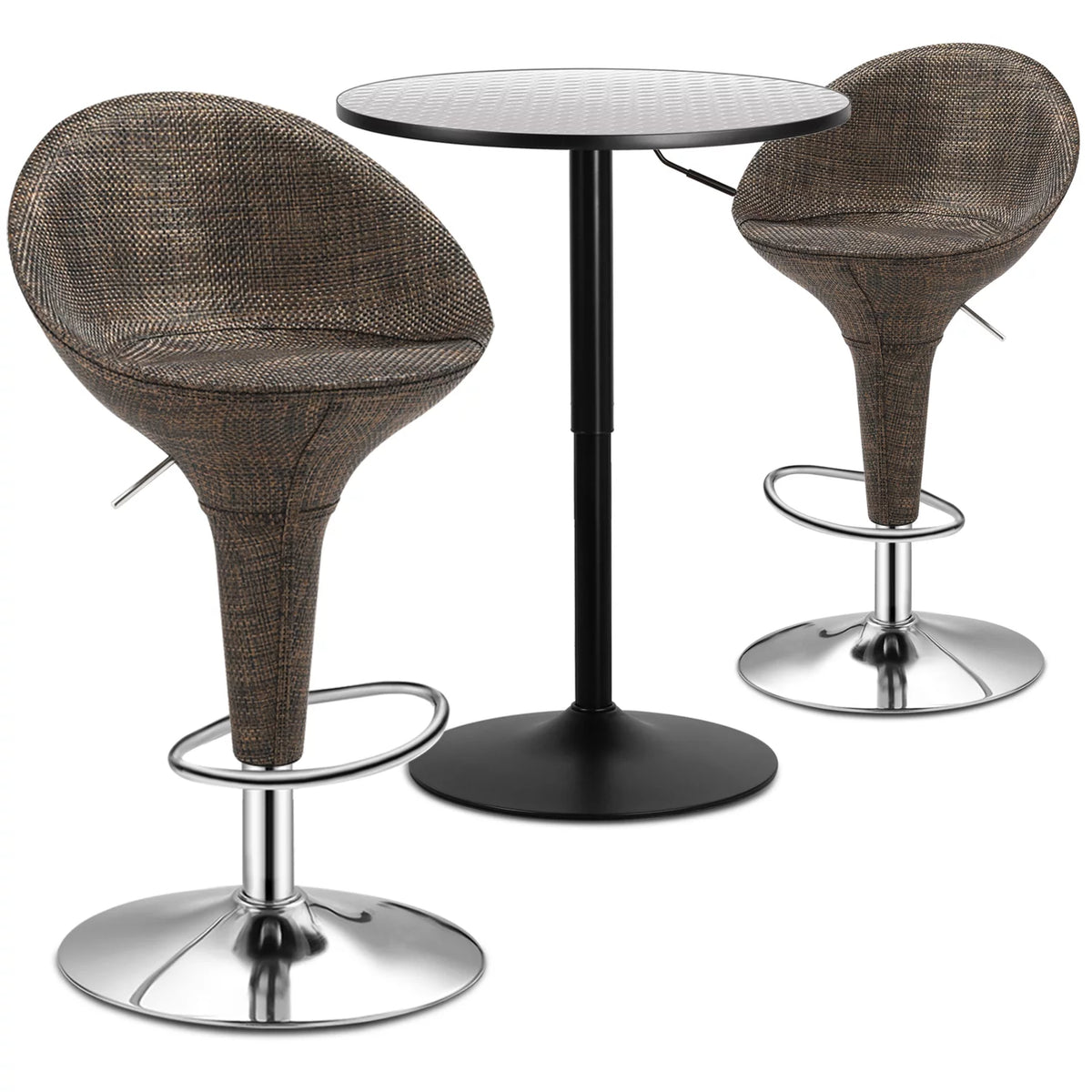 Set of 3 Brown Silver Bar Table and Chair Set B280999