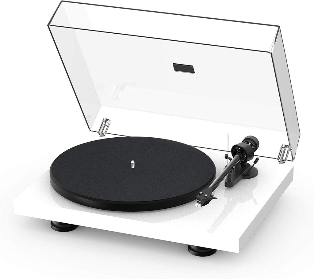 High Gloss White Turntable with Carbon Fiber Tonearm T335