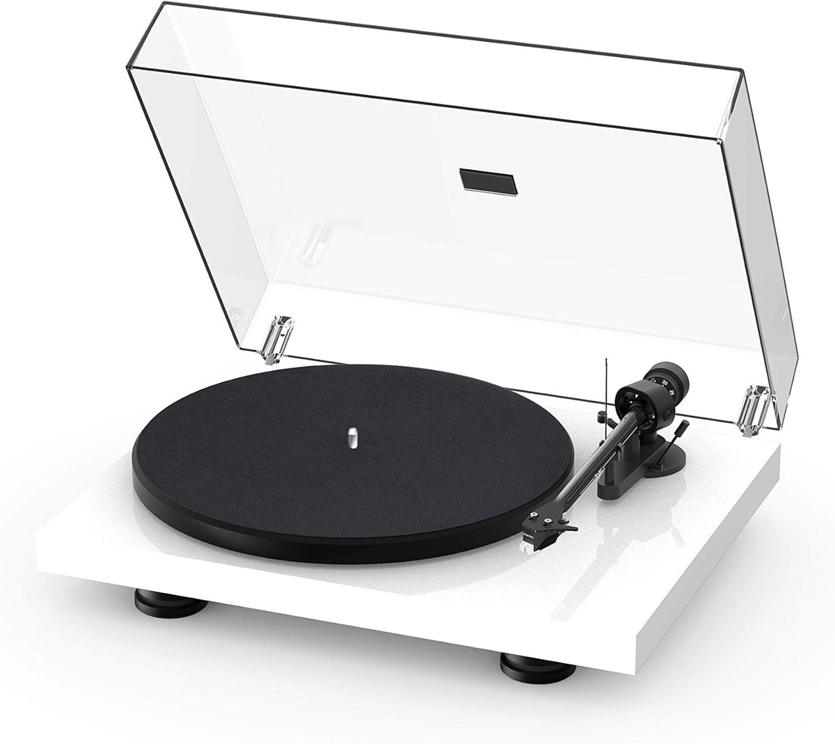 High Gloss White Turntable with Carbon Fiber Tonearm T335