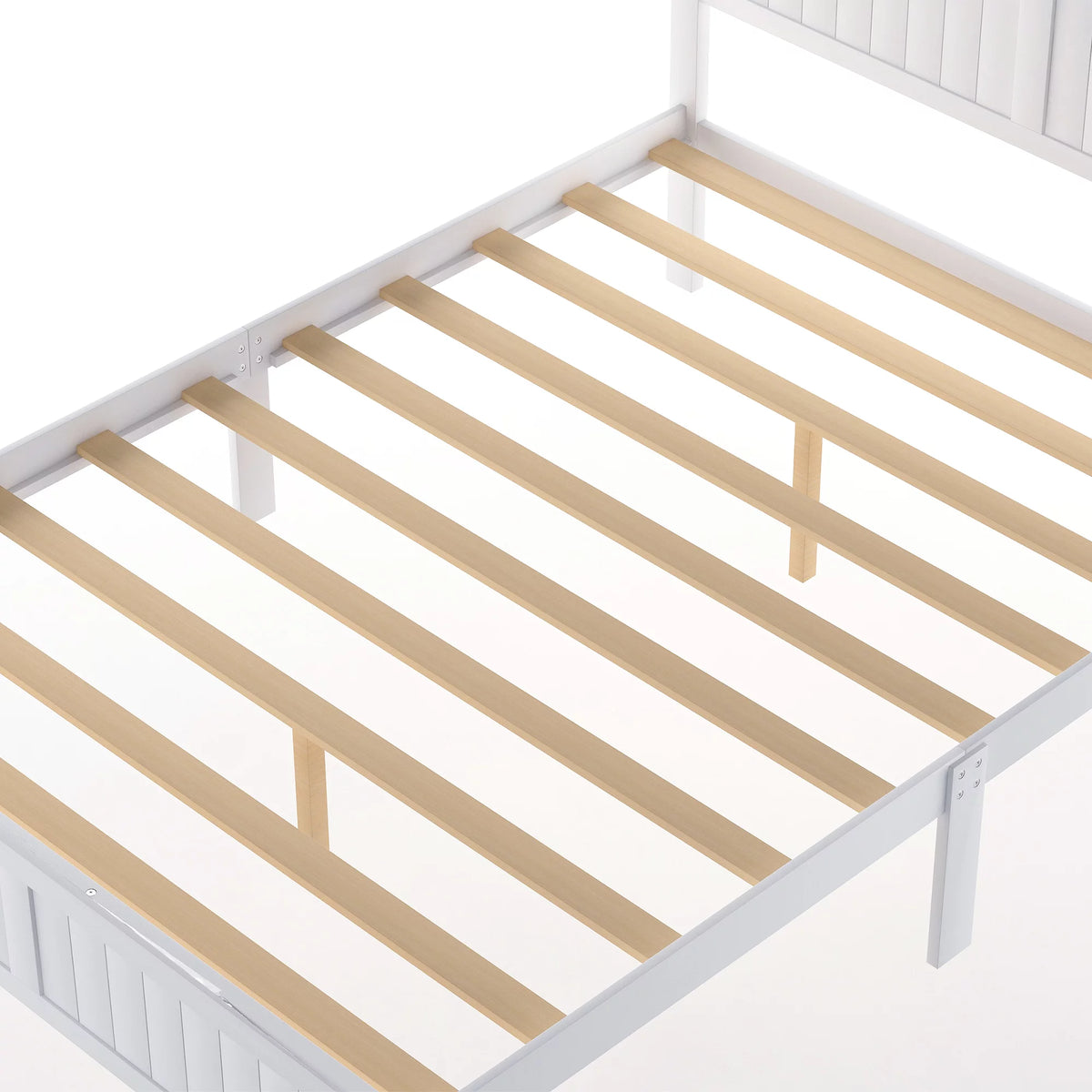 White Twin Wood Platform Bed with Headboard and Storage Drawer C289363