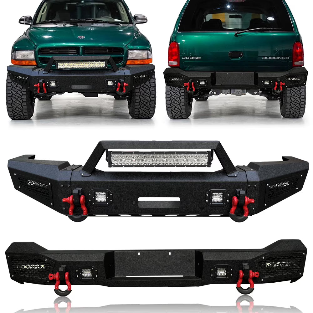 Front Rear Bumpers for 1998-2003 Dodge Durango with Winch Seat (Steel) U75950