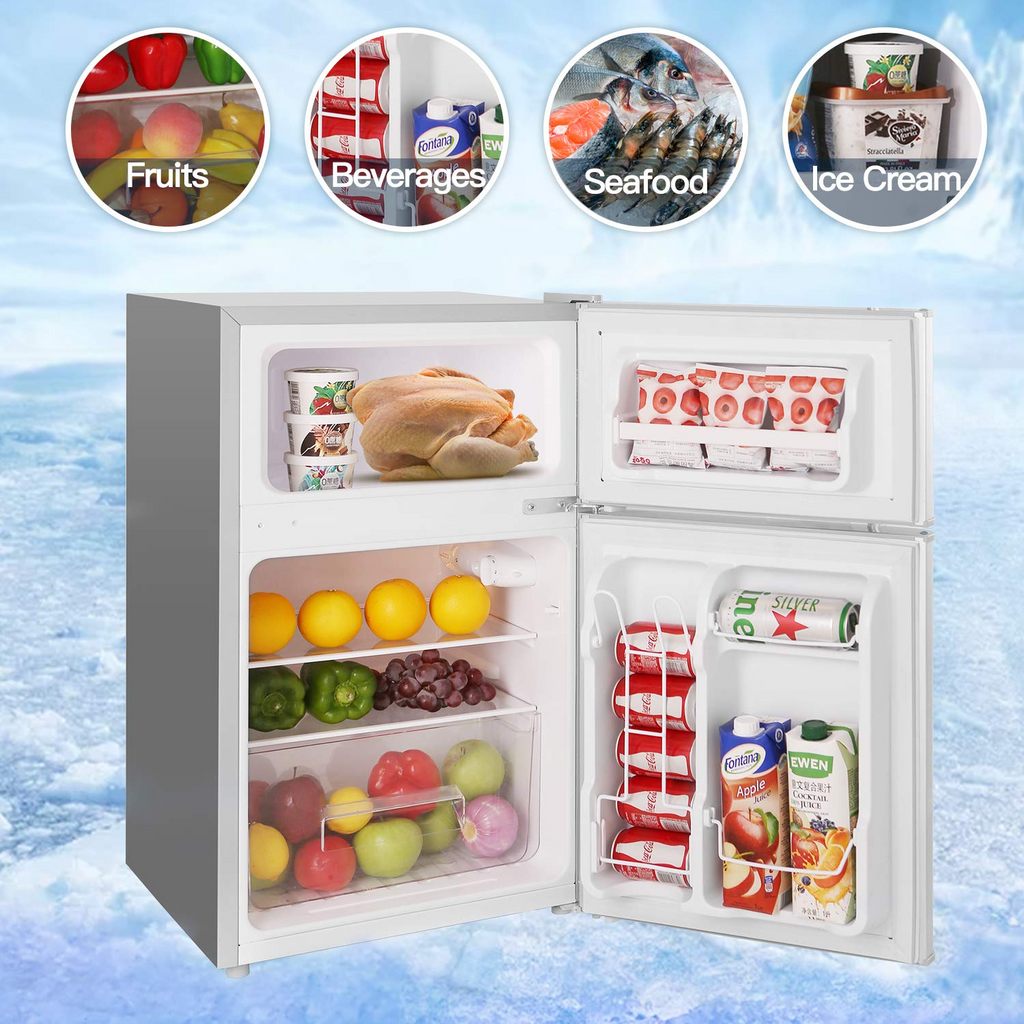 3.2 Cu.ft Double Door Compact Refrigerator with Removable Glass Shelves O99385