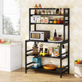 Rustic Brown 5-Tier Kitchen Bakers Rack with Storage and Hutch A199