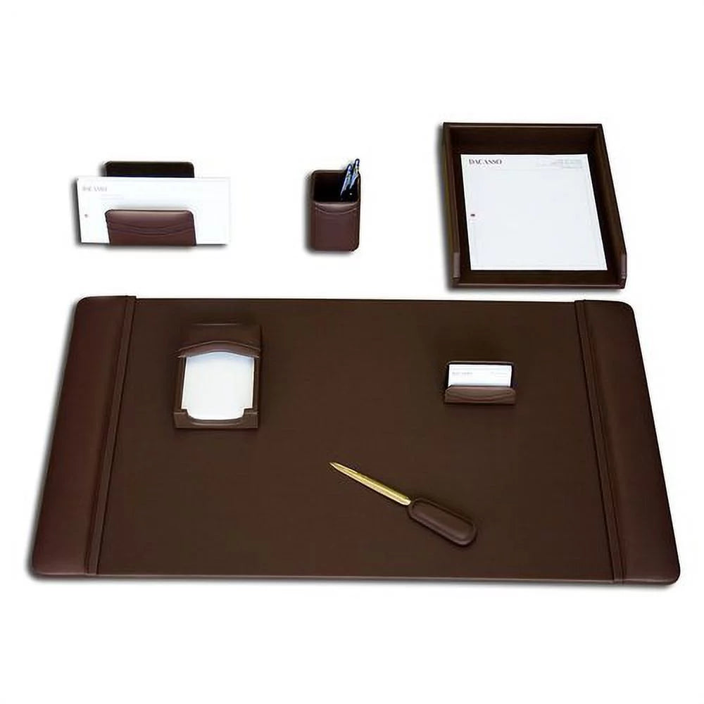 Mocha Leather 7-Piece Desk Set X769
