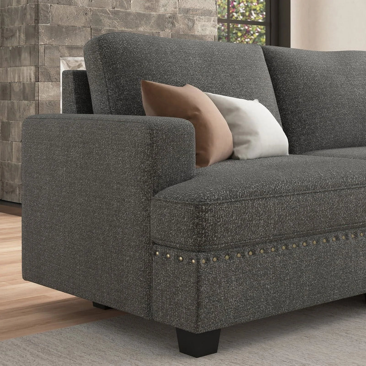 Light Grey Modular Sectional Sofa with Storage Ottoman I863540