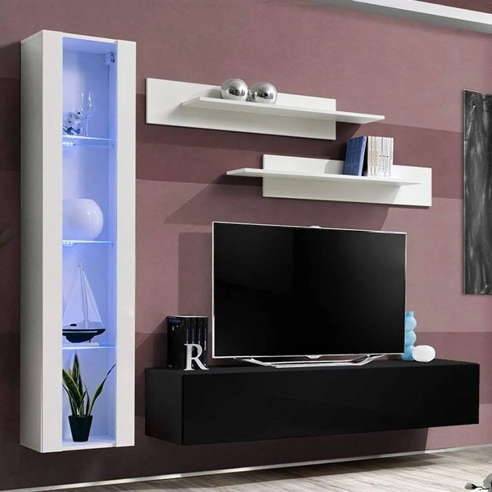 Black Wall Mounted Floating Entertainment Center U27890