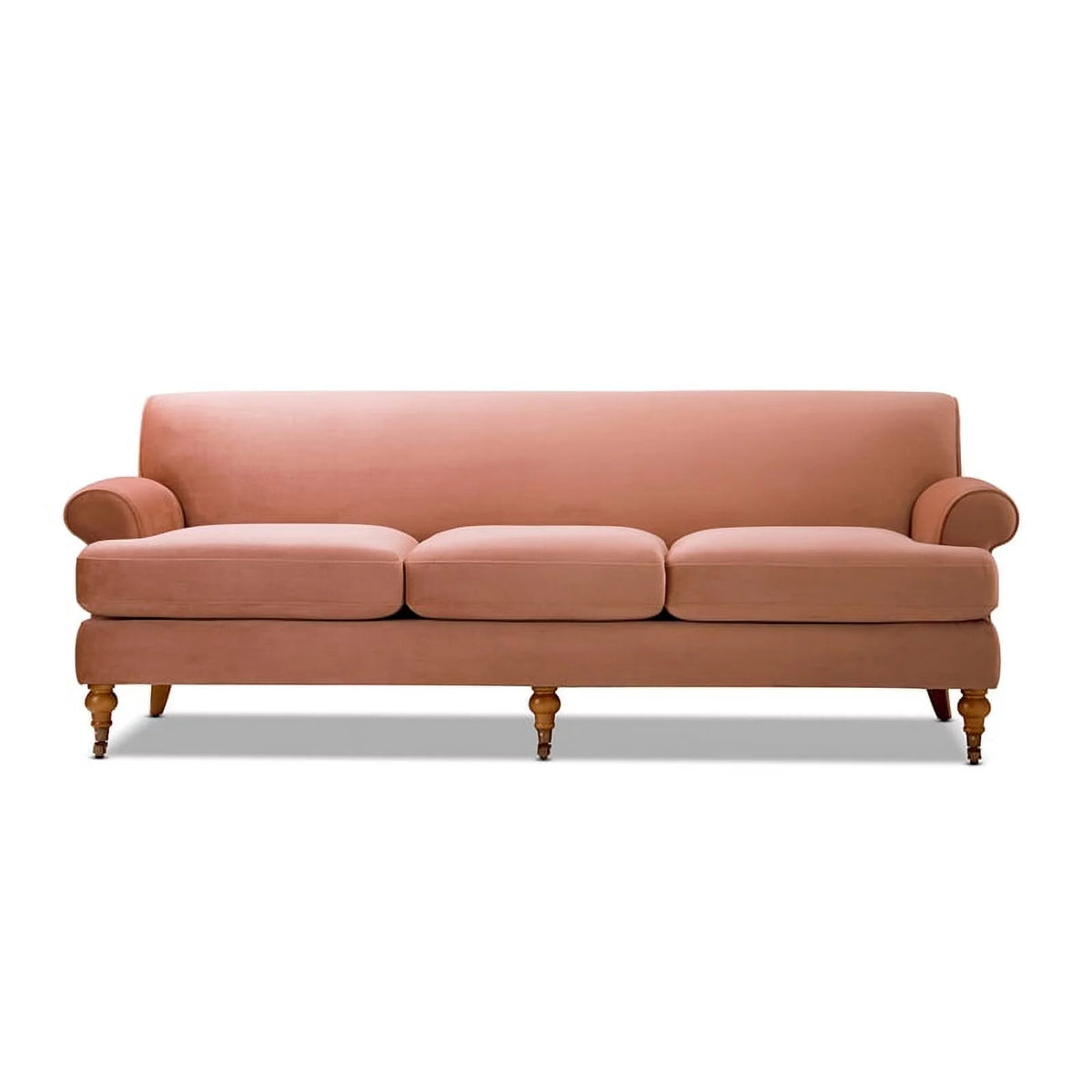Peach Orange Hardwood Sofa with Metal Casters R104257