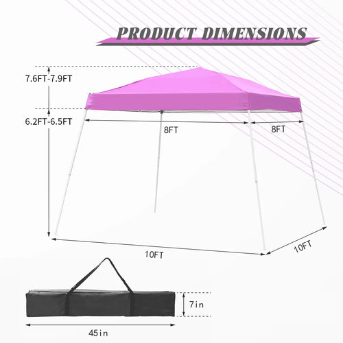 10'x10' Pop Up Canopy Tent with Carrying Bag T945
